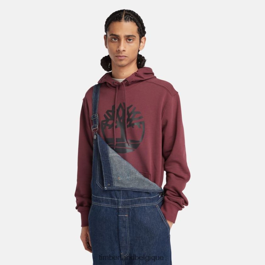 sweat à capuche à logo arbre Hommes Timberland 2042VP579 vêtements Bourgogne