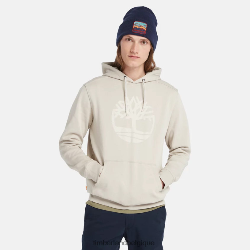 sweat à capuche à logo arbre Hommes Timberland 2042VP583 vêtements taupe